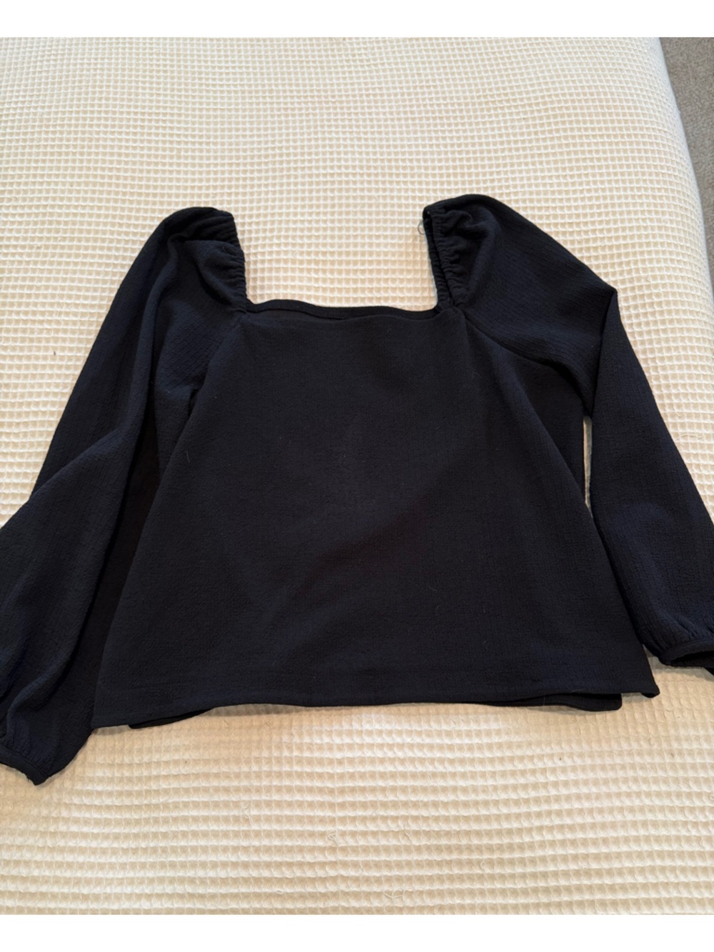 Madewell Black Crepe Square Neck Top